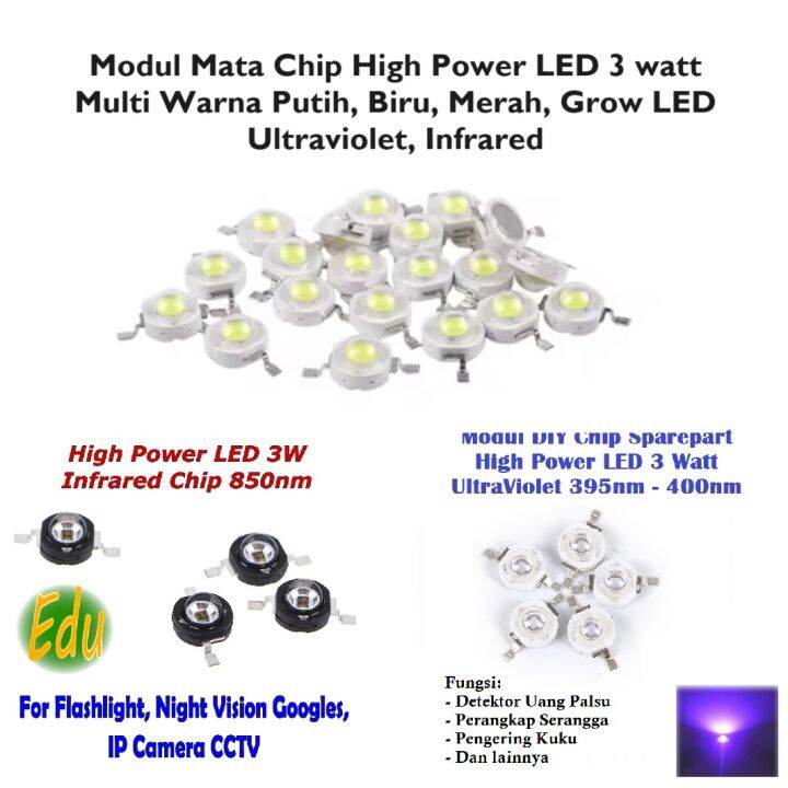 Modul Chip Lampu High Power Led W Diy Hpl Multi Warna Putih Uv Ultraviolet Full Spectrum