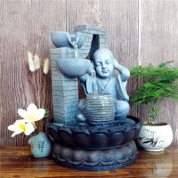 Creative Little Monk Zen Indoor Water Fountains Lucky Buddha Feng Shui Ornaments Living Room Home Decoration Waterscape Crafts