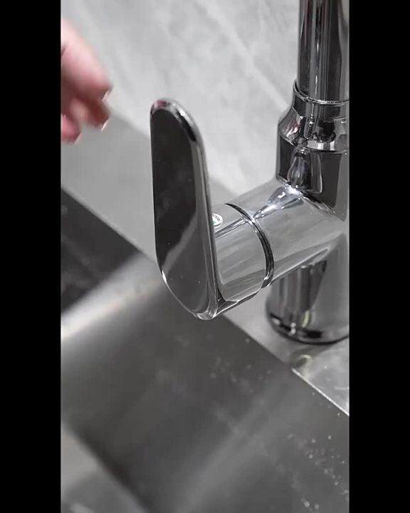 Brushed Stainless Steel Kitchen Faucet 2 Holes Pull Out Spout Kitchen