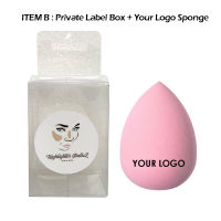 100pcs Custom Logo Makeup Sponge with Clear PVC Box Makeup Cosmetic Puff Powder Blender Puff for Beauty Accessories Maquillage