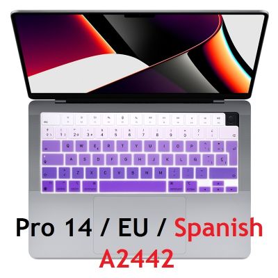 EU Spanish Rainbow Cover for Macbook Pro 14 2021 M1 A2442 Pro14 Spanish EU Keyboard Cover Silicon For Macbook Pro14 A2442 Skin