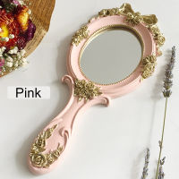 1Pc Rectangle Hand Hold Cosmetic Mirror With Handle Makeup Mirror Cute Creative Wooden Vintage Hand Mirrors Makeup Vanity Mirror