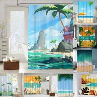 Baltan HOME LY1 ins Style Tropical Natural Style Shower Curtain Beach Beach Palm Tree Bathroom Curtain Curtain Perforation-Free 3D Digital