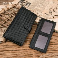 2023 New★ DUER European and American new wallet woven handbag womens passport bag mens long buckle wallet large capacity genuine leather