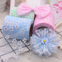 6 ซม. 5 หลา Floret Tulle Daisy ริบบิ้นม้วน DIY Handmade Craft เครื่องประดับผม Baking Cherry Blossoms พิมพ์ผ้าตาข่ายอุปกรณ์-EDCNM SHOP