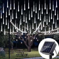 ZZOOI Solar Meteor Shower Rain Lights LEDs Meteor Lights Led Falling Rain Fairy String Lights for Xmas Tree Wedding Party Patio