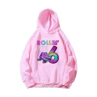 Rollin Into 6-12 Roller Skating Graphic Print Girls Pink Hoodies Kids Clothes Fashion Sweatshirt Birthday Party Girl Tops