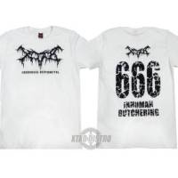 เสื้อยืดพรีเมี่ยมเสื้อยืด XTAB สีขาว - 666 INHUMAN BUTCHERING / XTAB DISTRO 666