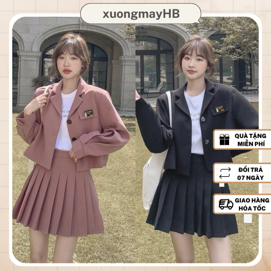 Oder) Set áo blazer và chân váy voan xếp ly. Áo khoác + chân váy rời. |  Shopee Việt Nam