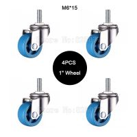 【CW】 4PCS Small 1 quot; Mute Casters Loading 20kg Swivel Rollers Wheels With M6x15 Screw Rod Hardware JF1585