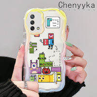 เคส Chenyyka สำหรับ OPPO A74 4G A95 4G F19S F19 Reno 6 Lite เคสการ์ตูนน่ารัก Spoof มอนสเตอร์ Tetris วัสดุอัปเกรดลายคลื่นเนื้อครีมกันกระแทกแบบใสนิ่มเคสมือถือโปร่งใสลายกล้องถ่ายรูปฝาครอบป้องกัน