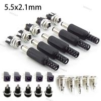 12V 5.5*2.1mm DC Male Plugs DC022 DC 099 Power Socket Female Jack Screw Nut Panel Mount Connector DIY WDAGTH