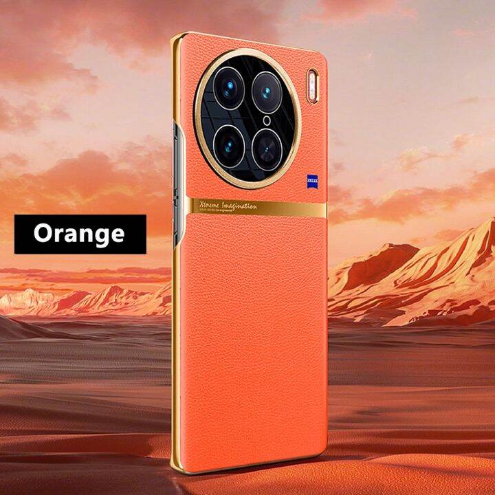 yellow-peach-flavor-เคส-pc-capa-สำหรับ-vivo-x90-pro-เคสมือถือหนังกันกระแทกสุดหรูของแท้-x90แท้สำหรับ-x90-pro-กรอบหลังมือถือ-funda