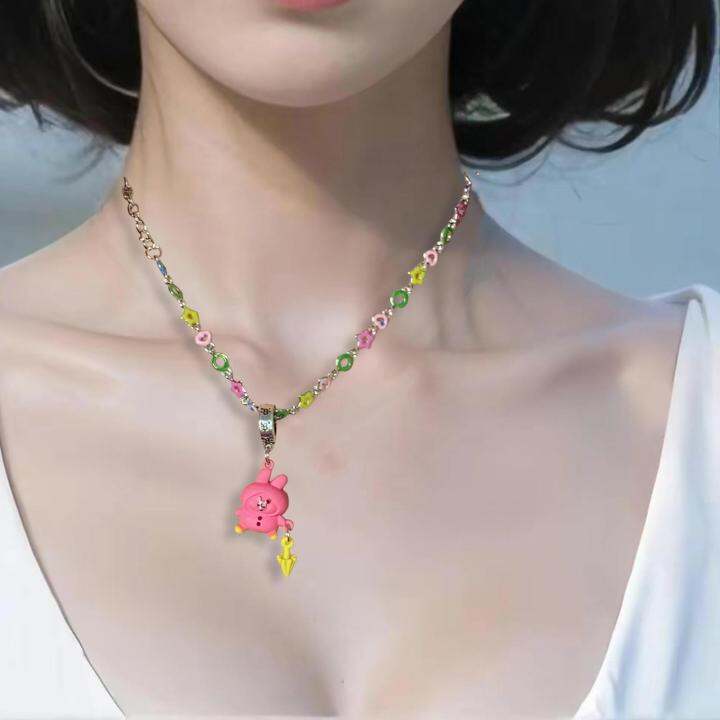 yotjar-สร้อยโชคเกอร์หลากสีสร้อยคอจี้กระต่ายกระต่ายสำหรับวันหยุดชายหาดของเธอ