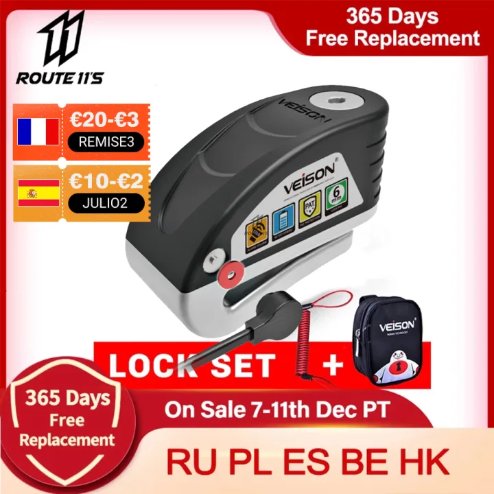 VEISON Motorcycle Lock Waterproof Motorcycle Alarm Steel Disc Lock