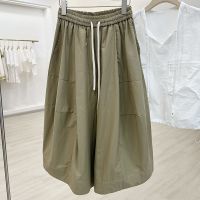 【มีไซส์ใหญ่】Plus Size Womens Solid Color Wide Leg 7/10 Summer Shorts Ladies Casual Fashion Harem Female Trousers