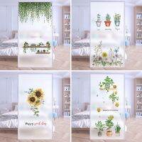 Small fresh glass stickers light-transmitting opaque bedroom green plants anti-peep anti-light stickers static frosted window film