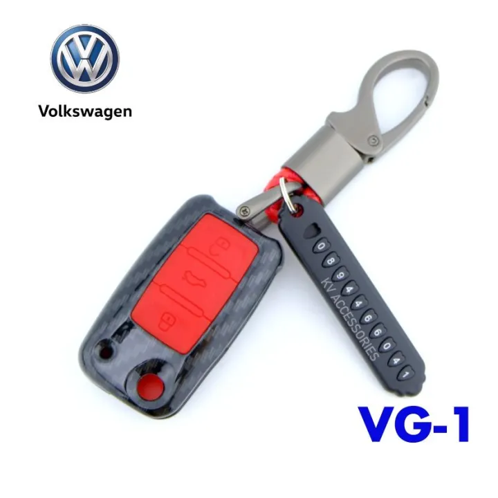 AD.ซองกุญแจรีโมท เคสรีโมทกุญแจเคฟล่า Volkswagen รหัส VG-1สีแดง