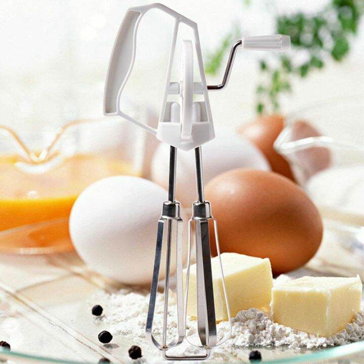 Rotary Manual Hand Whisk Egg Beater Mixer Blender Stainless Steel