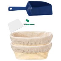 1 Pcs Sugar Food Cereal Spice Ice Plastic Scoop &amp; 1 Set Bread Bakery Basket,Dough Scraper/Cutter &amp; Brotform Cloth Liner