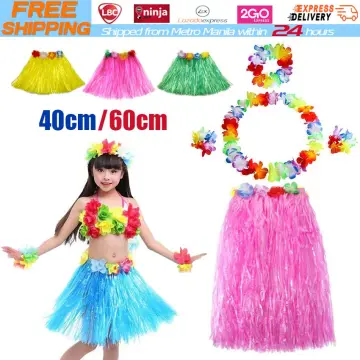 Girls Hawaiian Grass Skirt Costume Fancy Dress for Beach Summer Party  Favors