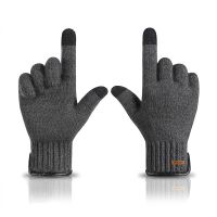 Autumn Winter Men Knitted Gloves Touch Screen High Quality Wool Solid Color Gloves Men Mitten