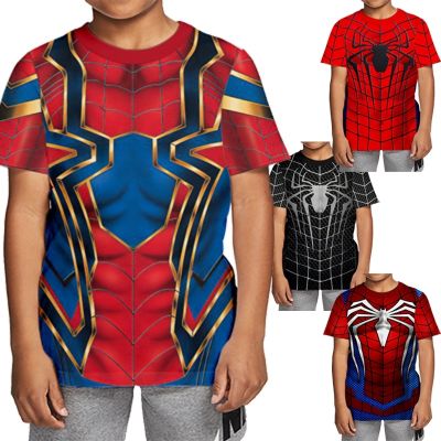 ✒™❒ [พร้อมส่ง] เสื้อยืดแขนสั้น คอสเพลย์ Spider-Man 4 สไตล์ สีแดง สีดํา สําหรับเด็กผู้ชาย และเด็กผู้หญิง