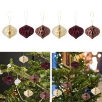 6pcs Easy Assemble New Year Christmas Tree Paper Honeycomb Hanging Decoration Wedding Durable Baby Shower Birthday Home Party