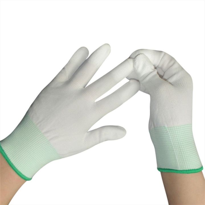 thin-nylon-pu-finger-coated-palm-gloves-labor-insurance-wear-resistant-work-protection-non-slip-tape-glue-summer-work-anti-static