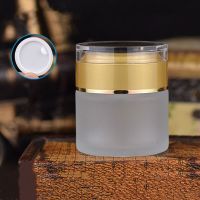 10pcs 50g Glass Cream Box Frosted Face Cream Bottled Portable Travel Mask Cosmetic Liquid Foundation Lotion Refillabe Bottle Travel Size Bottles Conta