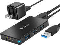 Universal Powered USB Hub, BYEASY Aluminum 3 Ports USB 3.0 Hub and 1 USB Smart Charging Port with Power Adapter, Slim USB Splitter for iMac Pro, MacBook Air/Mini, PS5, Surface Pro, Notebook PC, HDD