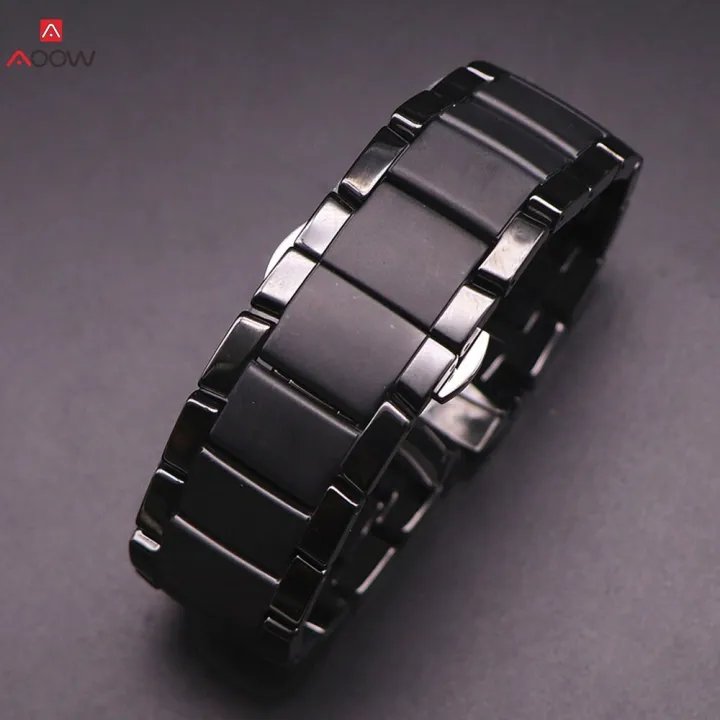 22mm 24mm Ceramic Stainless Steel Strap for Armani Watch Model AR1452 AR1451  Watchband Black Matte Strap Bracelet Accessories | Lazada PH