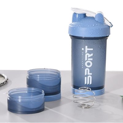 500ml Three Layers Water Bottle Shaker Sport Whey Protein Blender Bodybuilding Stirring Cup Portable Cute Supplements Fitness