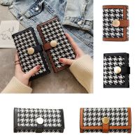 กระเป๋าสตางค์ Houndstooth สั้นผู้หญิงสไตล์เกาหลีหนัง PU SONGSHUSHU กระเป๋าสตางค์เก็บเหรียญสตรี Ins