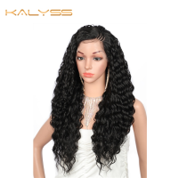 Kalyss 26” Top Side Braided HD Transparent Swiss Lace Front Wigs with Baby Hair for Women Water Ripple Wavy Curly Heat Resistant Gift ของขวัญ