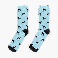 【jw】△  Doberman Pinscher Silhouette(s) Socks non-slip soccer stockings long man black Soccer