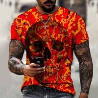 2022 Brand Men’s Shirt, Round Neck T-shirt, 3D Printing, Colorful Skull Pattern, Fashion Trend, New Summer Must-have, Oversize