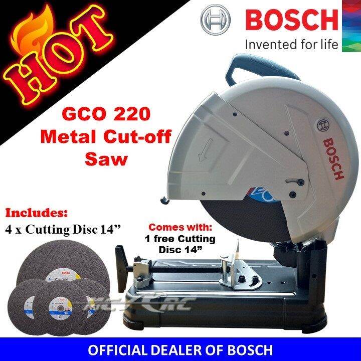 Bosch GCO 220 CutOff Saw with 4 pcs Bosch 14" Cutting Disc for Metal