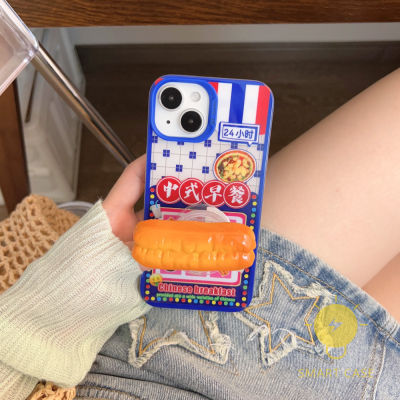 For เคสไอโฟน 14 Pro Max [Breakfast with Pop Grip] เคส Phone Case For iPhone 14 Pro Max Plus 13 12 11 For เคสไอโฟน11 Ins Korean Style Retro Classic Couple Shockproof Protective TPU Cover Shell