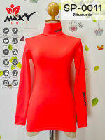 เสื้อบอดี้ฟิตกันแดดสีพื้น(คอเต่า) ยี่ห้อ MAXY GOLF(รหัส SP-0011 สีส้มสปอร์ต)