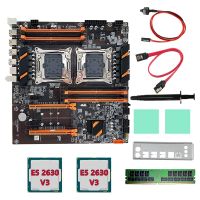 Motherboard +2XE5 2630 V3 CPU+DDR4 4G RECC RAM+SATA Cable+Baffle LGA 2011 8XDDR4 Slot Support 2011-V3 CPU