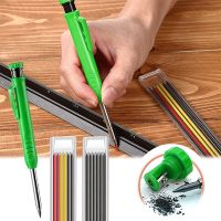 Solid Carpenter Pencil Set Built-in Sharpener Mechanical Pencil Marking Tool Kit with 6 Refill Leads for Woodworking Architect Shoes Accessories