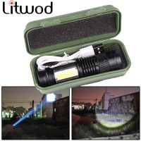 ไฟฉายที่ชาร์จ USB เรืองแสง LED ไฟฉายจิ๋วแบตเตอรี่ในตัว4000LM,สามารถซูมได้โคมไฟหลอดไฟโคมไฟไฟฉายภาคสนามกันน้ำ