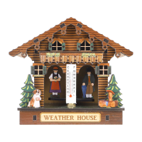 Weather House Forest Weather House with Man and Woman Wood Chalet Barometer and Hygrometer Home Decoration