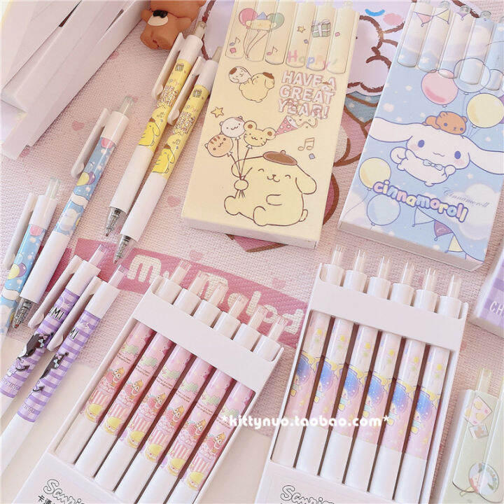 4 Pcslot Cute Kartun Anime Bercetak Gel Pen 0.5Mm Hitam Gel Dakwat Pen