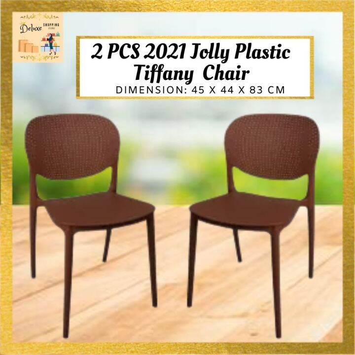 2 PCS 2021 JOLLY PLASTIC TIFFANY CHAIR/ RATTAN CHAIR/ STURDY STOOL