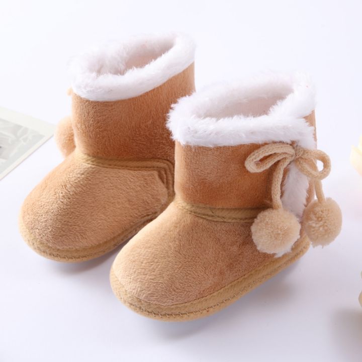 baby-boys-girls-solid-color-plus-velvet-cotton-shoes-newborn-double-pompom-soft-sole-snow-boots-infant-first-walker
