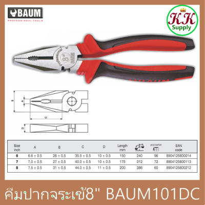 BAUM IMPORT คีมปากจรเข้ BAUM ขนาด 8” รุ่น 101DC CLEARANCE SALEs