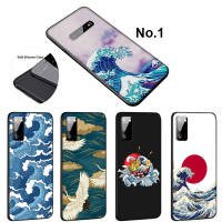 Casing หรับ OPPO F5 A73 F7 F9 Pro A7X F11 F17 F19 A74 A95 Pro Find X3 Pro Lite Neo R9 R9s F1 Plus A76 Reno 7 7Z 6Z FUL195 Wave Art Green Illust Pattern Phone เคสโทรศัพท์