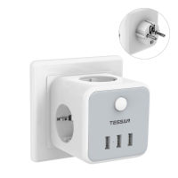 TESSAN EU Plug Power Strip Travel Adapter with 3 EU Outlets 3 USB Ports OnOff Swtich Wall Socket